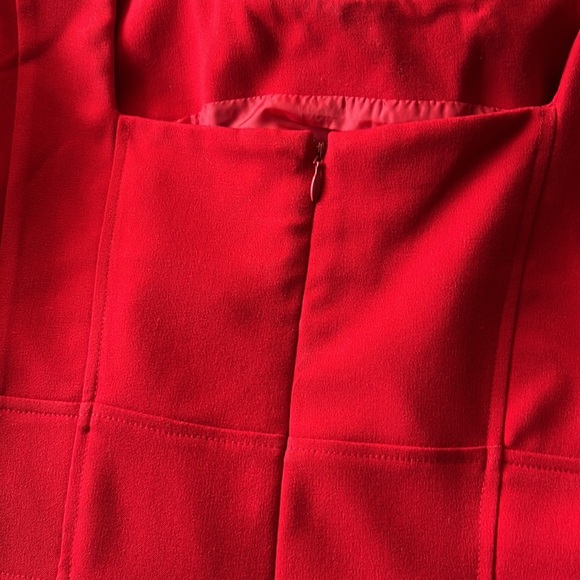 Calvin Klein Dress midi holiday Red flower detailed collar Size 6 EUC - Picture 6 of 10